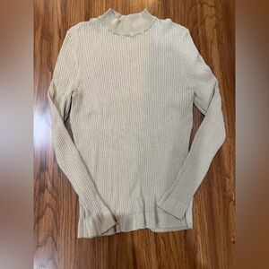 Zara Beige Ribbed Mock Neck Sweater